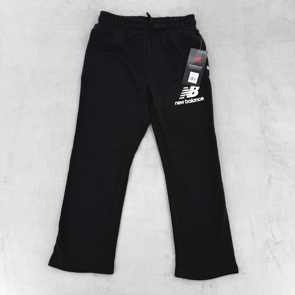 New Balance Kids‎ Black Fleece Joggers Holographic Logo Pants Girls Size M 10/12